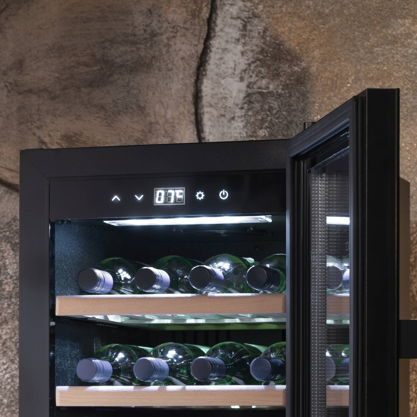Caso WineExclusive 38 Smart Black - Dual Zone - Freestanding Wine Cooler - 38 Bottles - 400mm Wide