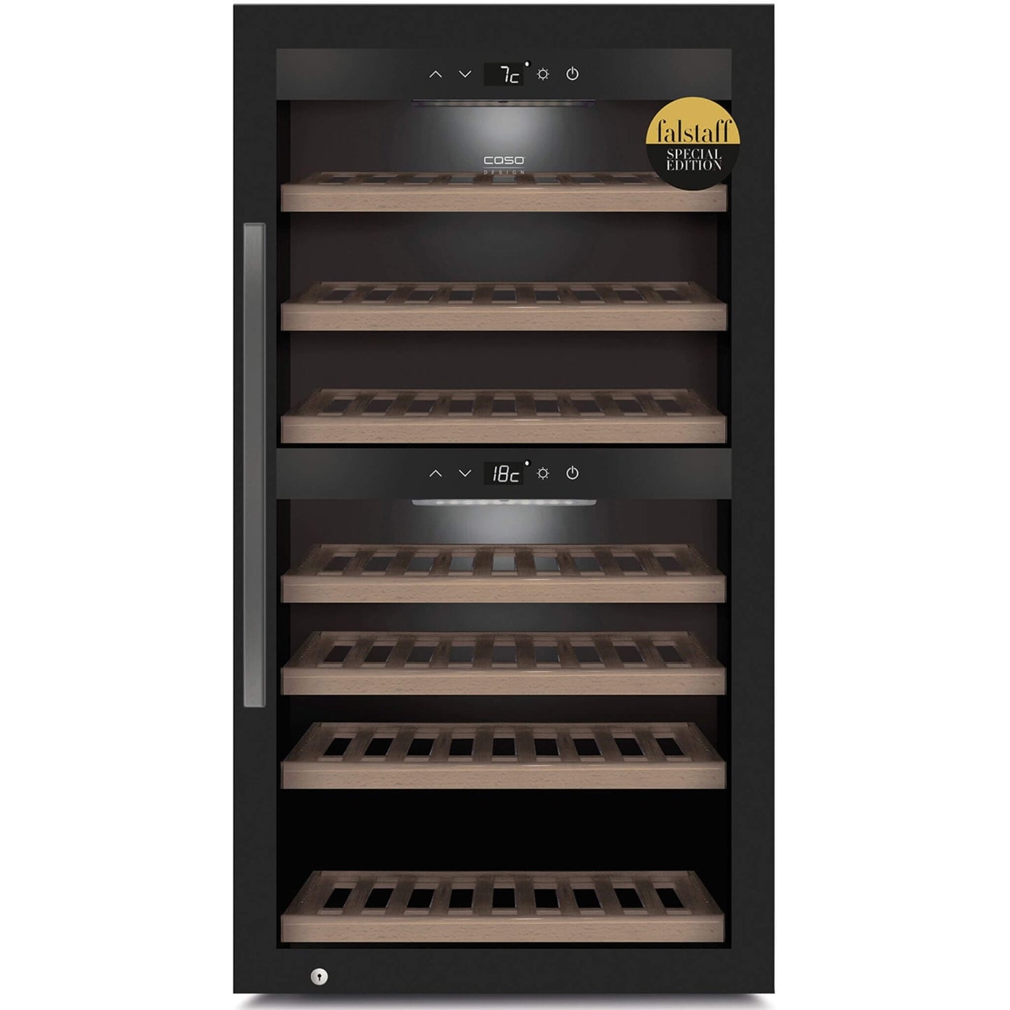 Caso WineExclusive 66 Smart Black - Dual Zone - Freestanding Wine Cooler - 66 Bottles - 600mm Wide