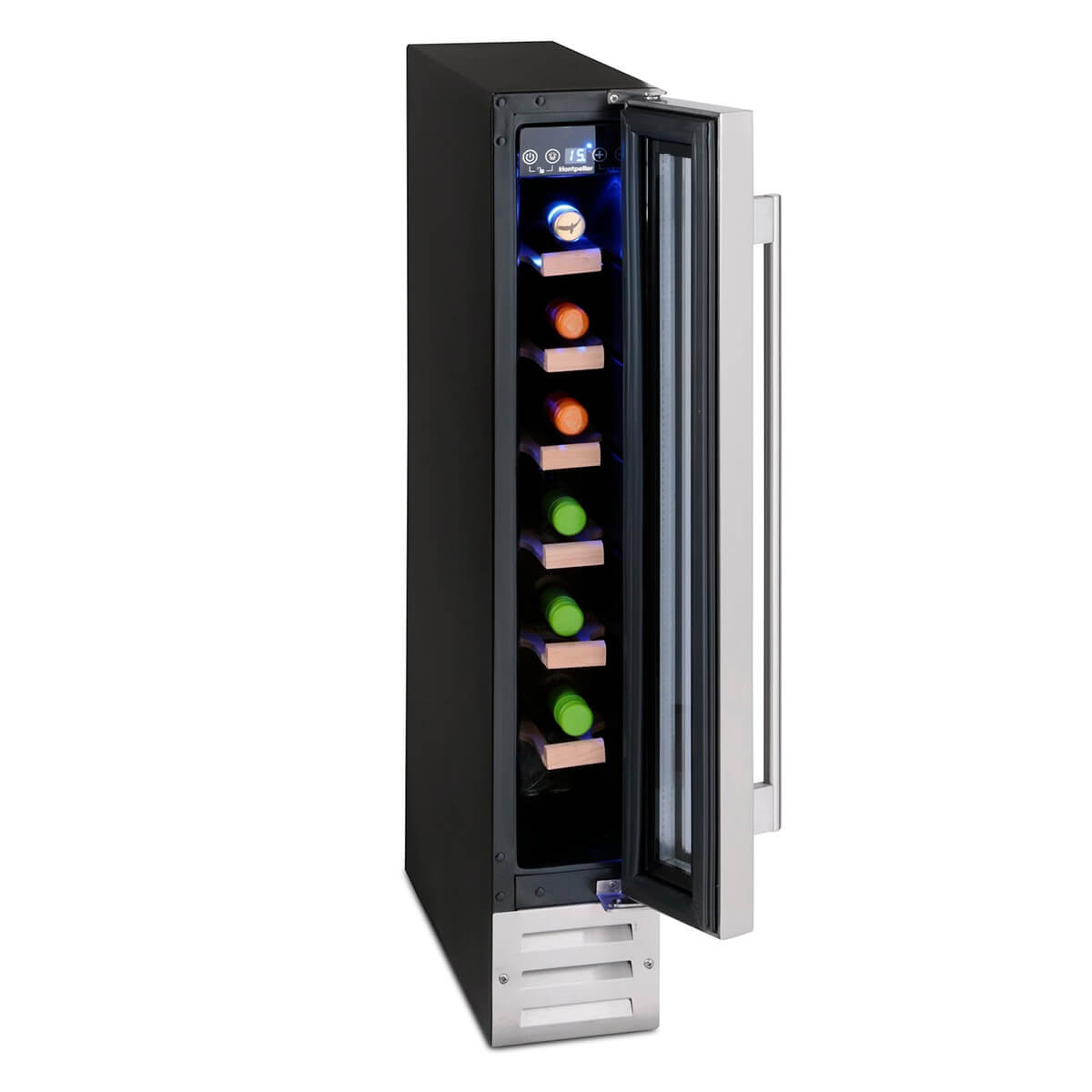 Montpellier WC7X - 7 Bottles - Single Zone - Slimline - Undercounter & Built-in Wine Cooler - 190 mm Wide