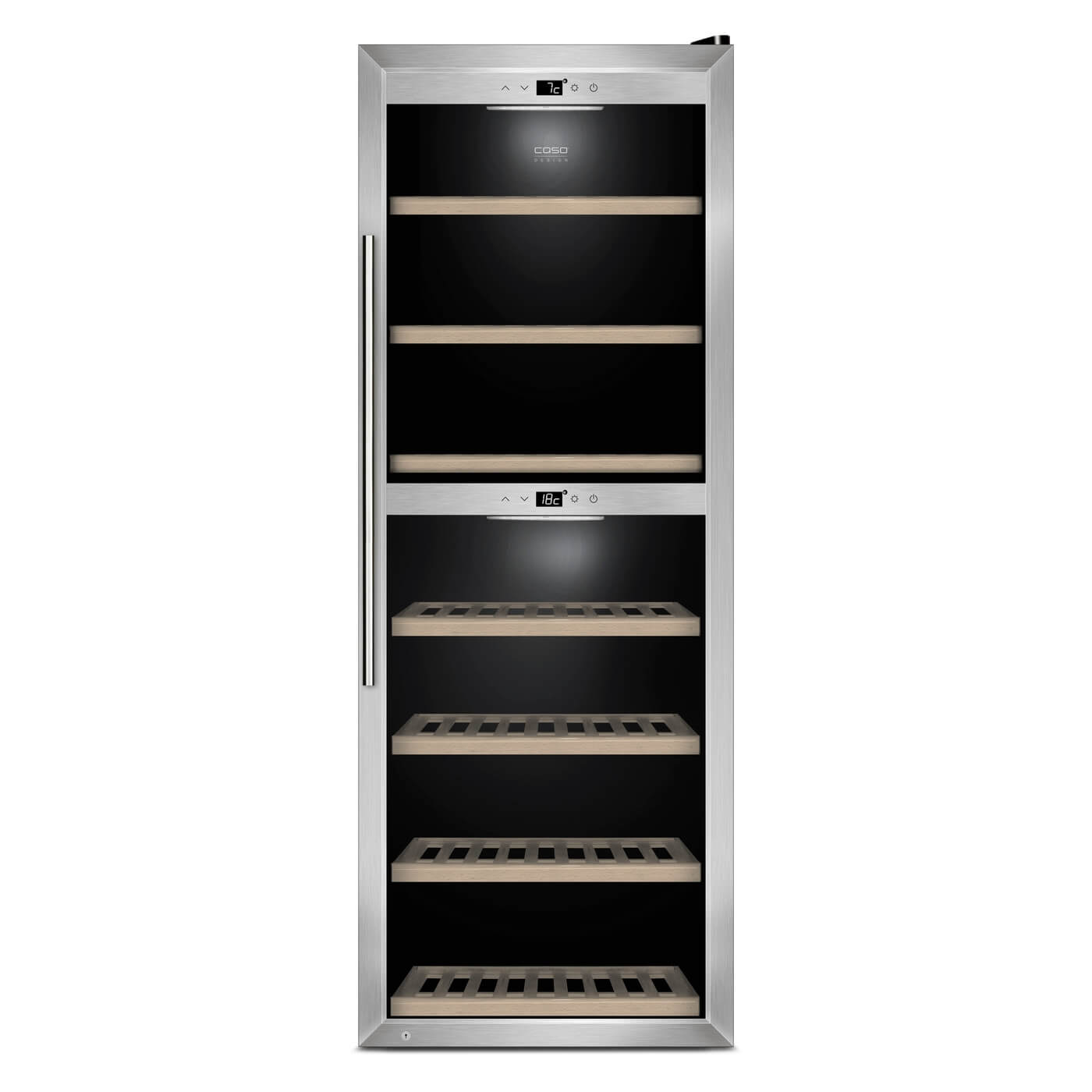 Caso WineComfort 126 Stainless Steel - Dual Zone - Freestanding Wine Cooler - 126 Bottles - 595 mm Wide