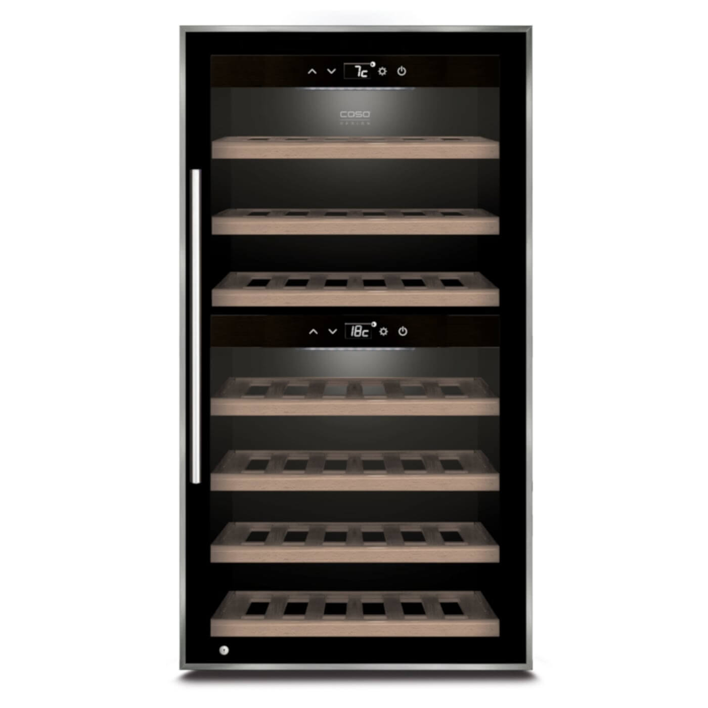 Caso WineComfort 66 Black - Dual Zone - Freestanding Wine Cooler - 66 Bottles - 595mm Wide