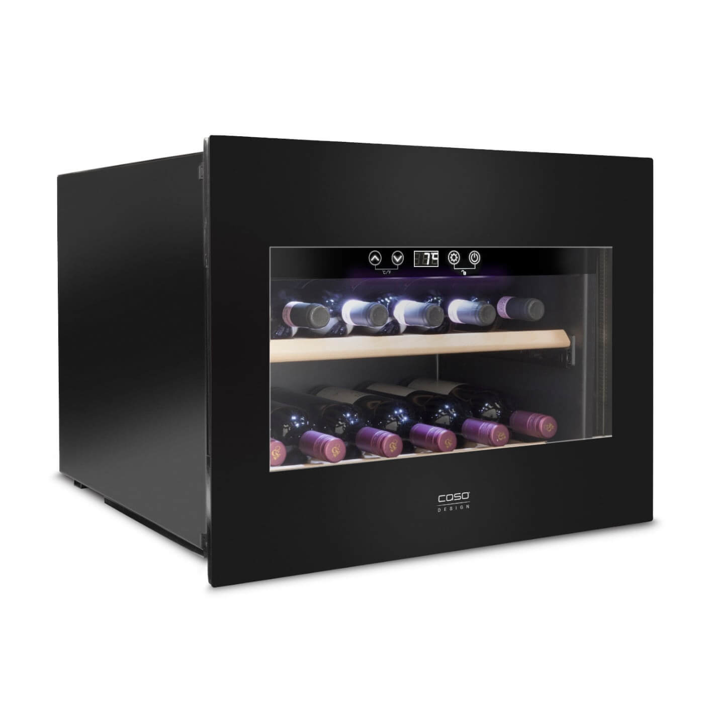 Caso WineDeluxe E 18 Black - Single Zone - Built-in Wine Cooler - 595 mm Wide