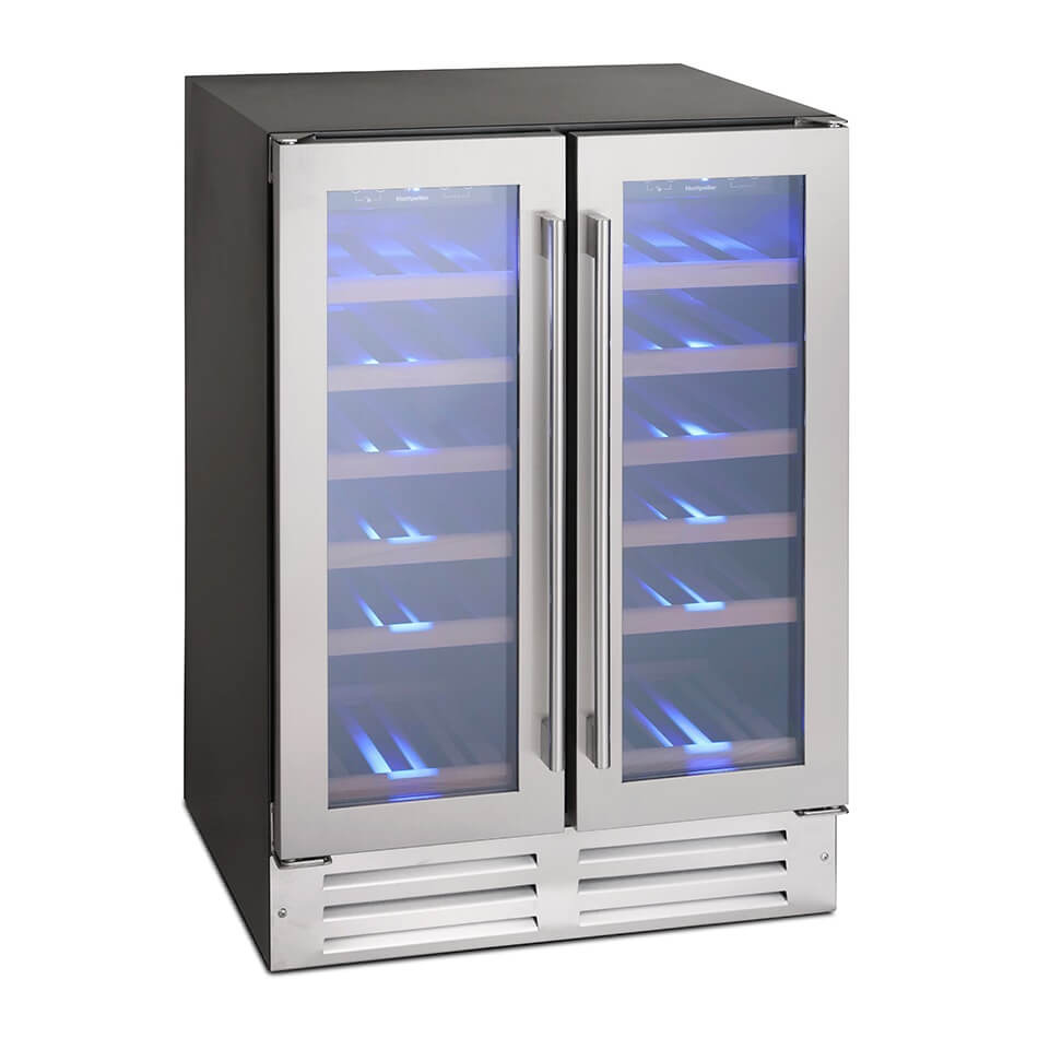 Montpellier WC38DDX - 38 Bottles - Dual Zone - Double Door - Freestanding Wine Cooler -  595 mm Wide